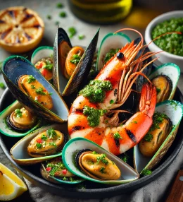 Mussels and Jumbo Shrimp with Chimichurri